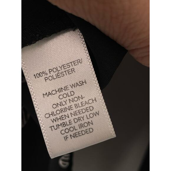 LOFT Geometric Print Blouse Large Long Sleeve Black White Button Front Circle - Picture 6 of 7